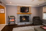TV and Fireplace and sectional couch